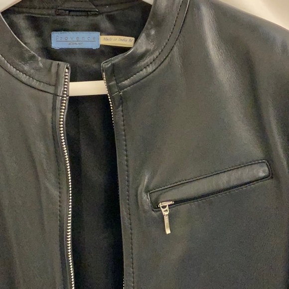 Provence d’amour Moto Leather Biker Jacket with Silver Zippers & Top-stitching - Picture 2 of 14